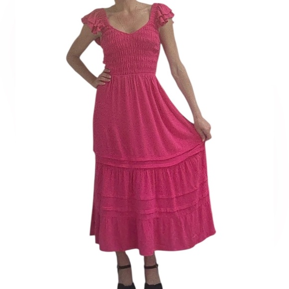 NWT Revolve Greylin Pink Smocked Midi Dress Size  Small - Picture 3 of 12